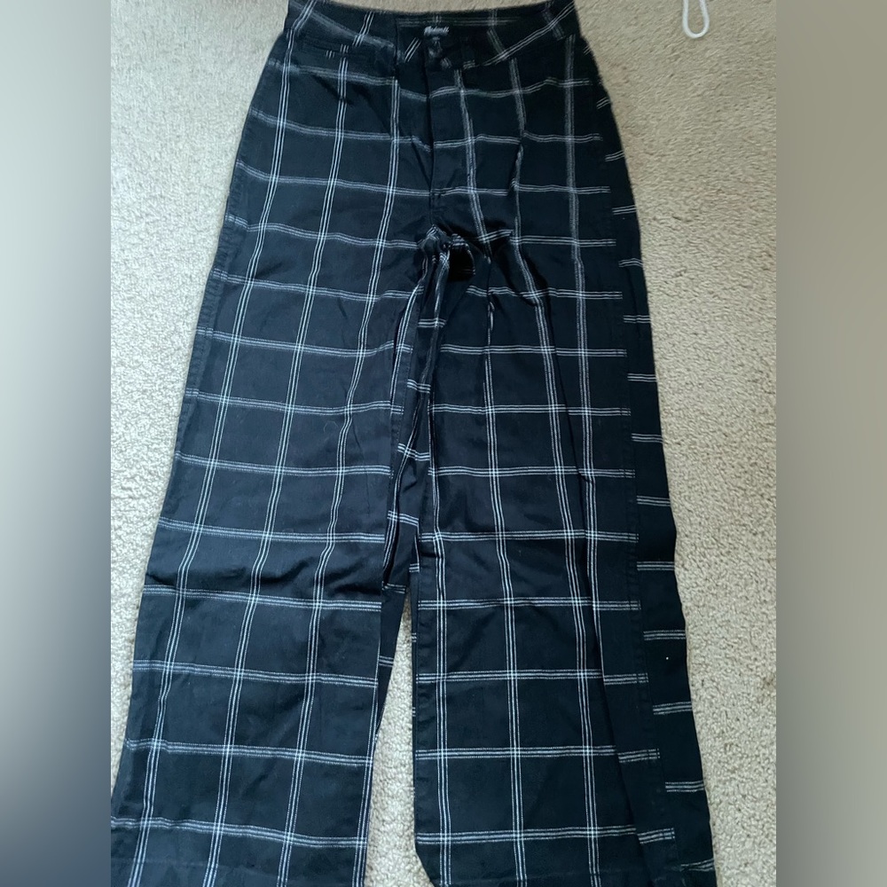 Madewell plaid pants, size 24, black and white